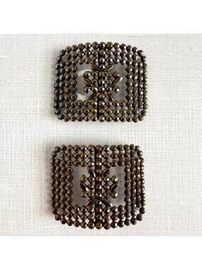 Antique Victorian Cut Steel Shoe Clips Pair Made in France